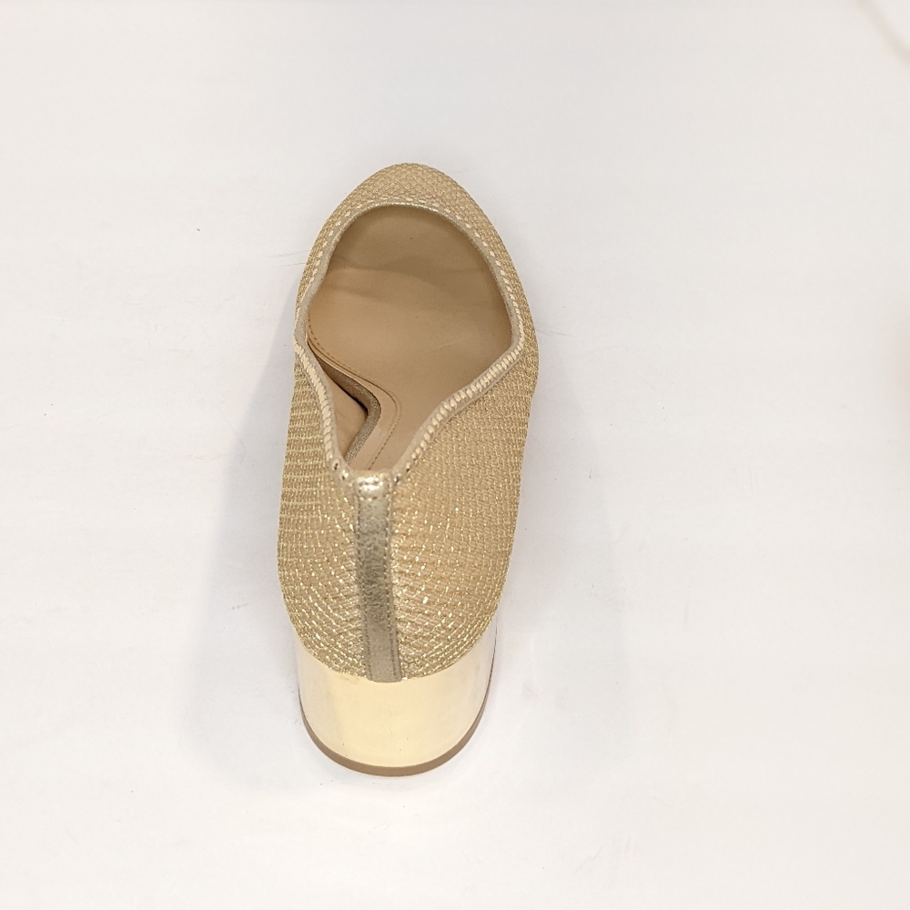Gold Low Block Heel Pumps for Women - Picture 9 of 16